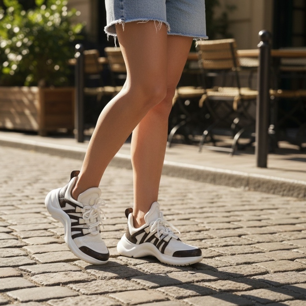 Louis Vuitton Archlight Sneakers Monogram White Brown Size 38